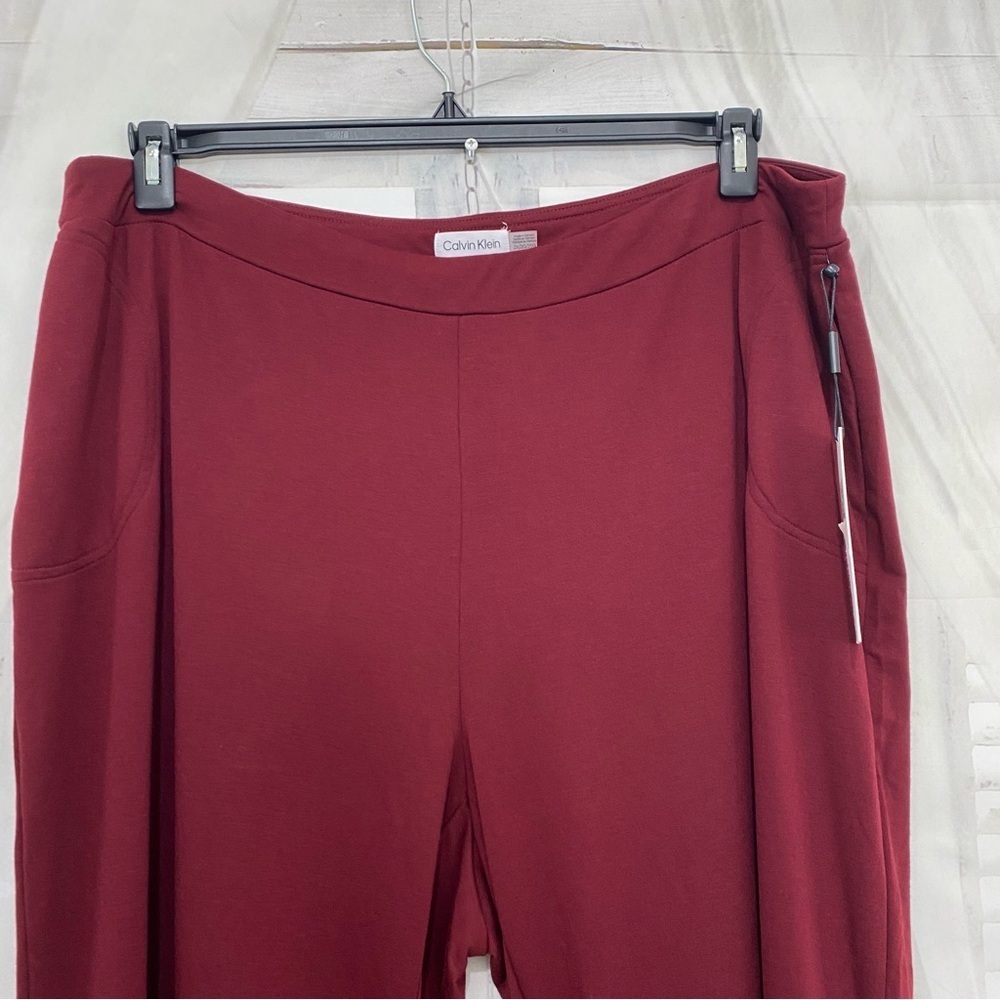 NEW Calvin Klein Size 2X Pull On Stretch Straight Leg Pants Burgundy Red Pockets - Picture 5 of 10
